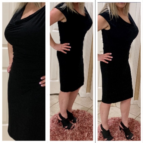 $98🌺Ann Taylor Cowl Neck Side Ruched Sheath Dress - Picture 8 of 10